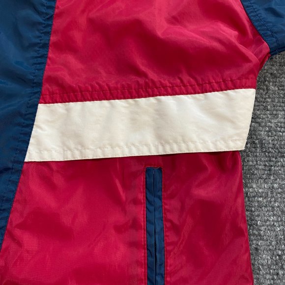 VINTAGE Woolrich Windbreaker Jacket Adult Small Red White Blue Hooded 90s VTG - Picture 4 of 16